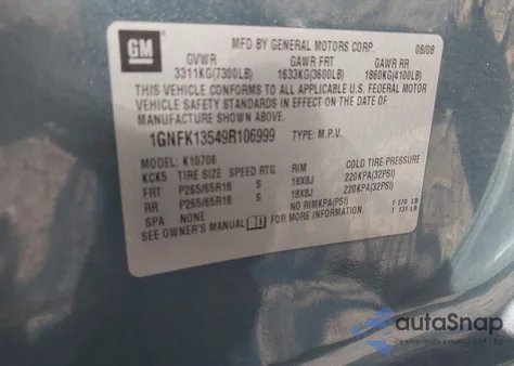 2009 Chevrolet Tahoe Hybrid from USA, damaged, VIN 1GNFK13549R106999